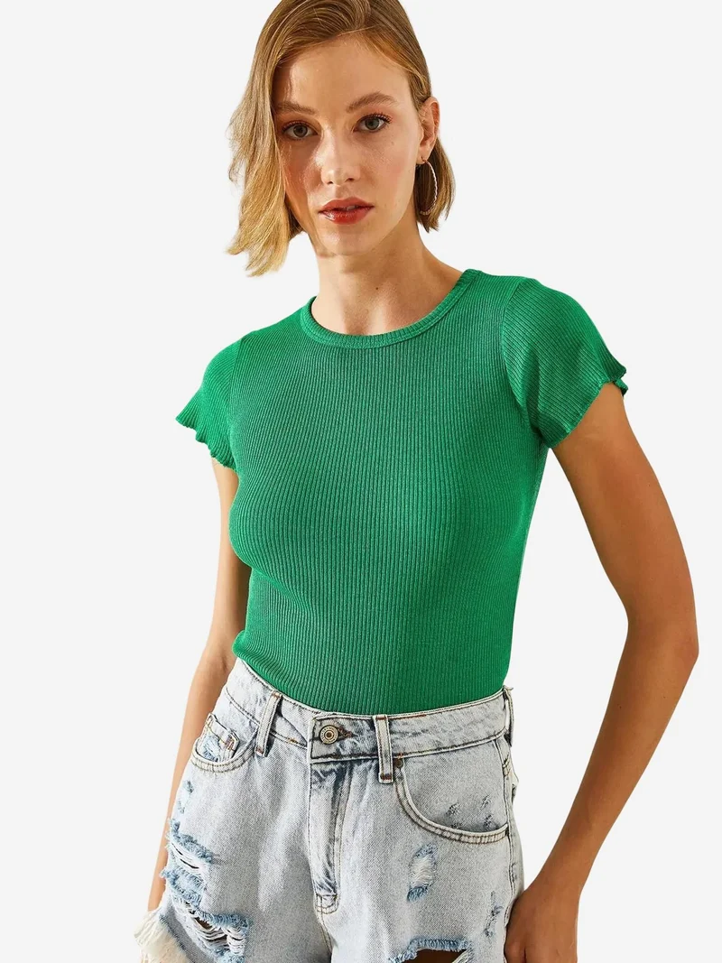 Bianco Lucci Green LUCCI Cropped Basic Top for Women | Best Price UAE