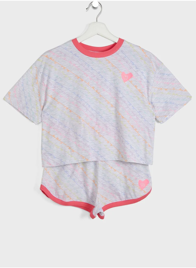 RIVER ISLAND Youth Rainbow Pyjama Set