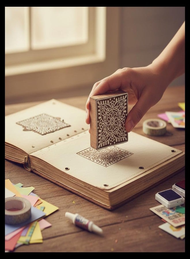 itsy-bitsy Itsy Bitsy Hand Carved Wooden Printing Block Ethnic Impression W 3inch X L 3inch 1pc Traditional Wood Print Tool for Fabric & Paper Art - Image 5