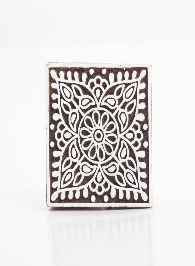 itsy-bitsy Itsy Bitsy Hand Carved Wooden Printing Block Ethnic Impression W 3inch X L 3inch 1pc Traditional Wood Print Tool for Fabric & Paper Art - Image 1