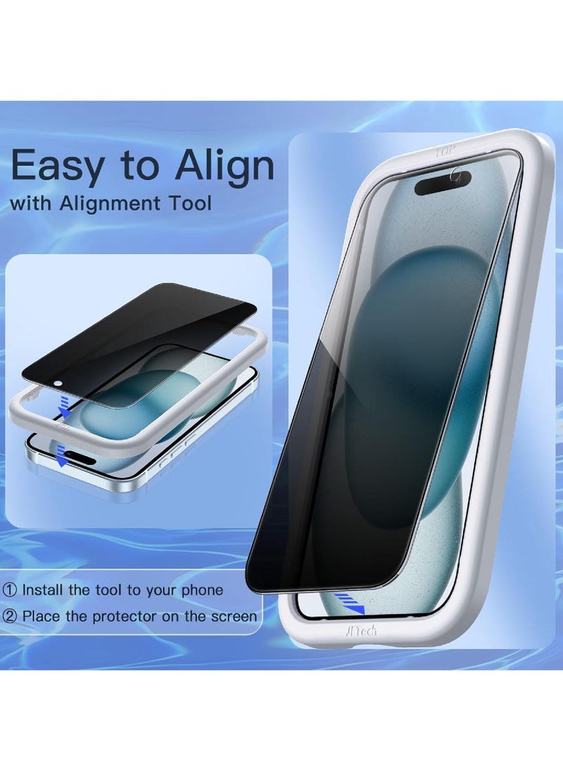 Captaintech iPhone 15 Plus Privacy Screen Protector Anti-Spy Tempered Glass Film 9H Hardness Scratch Resistant Bubble Free Anti Spy Tempered Glass  - Image 4