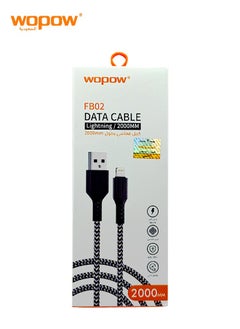 Wopow FB02 Fabric Braided Lightning Data Cable 2 Meter Length For Apple iPhone and iPad