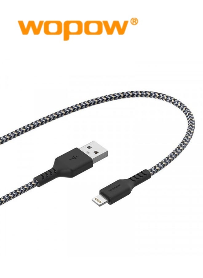 Wopow - Wopow FB02 Fabric Braided Lightning Data Cable 2 Meter Length For Apple iPhone and iPad - Image 1