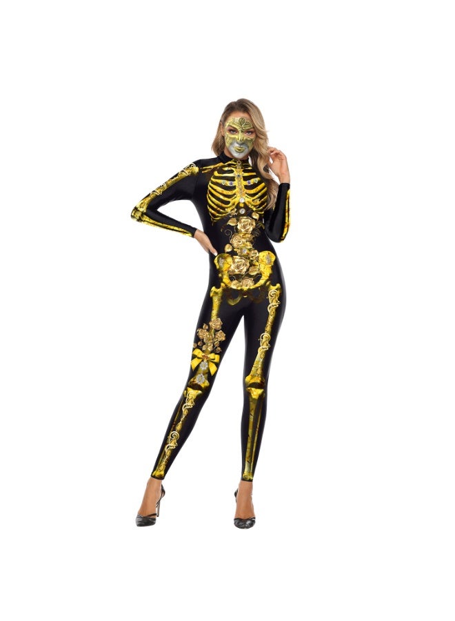 NIBEMINENT Halloween jumpsuit Women/men skeleton frame printed jumpsuit Adult party performance costumesweatshirt - Image 1