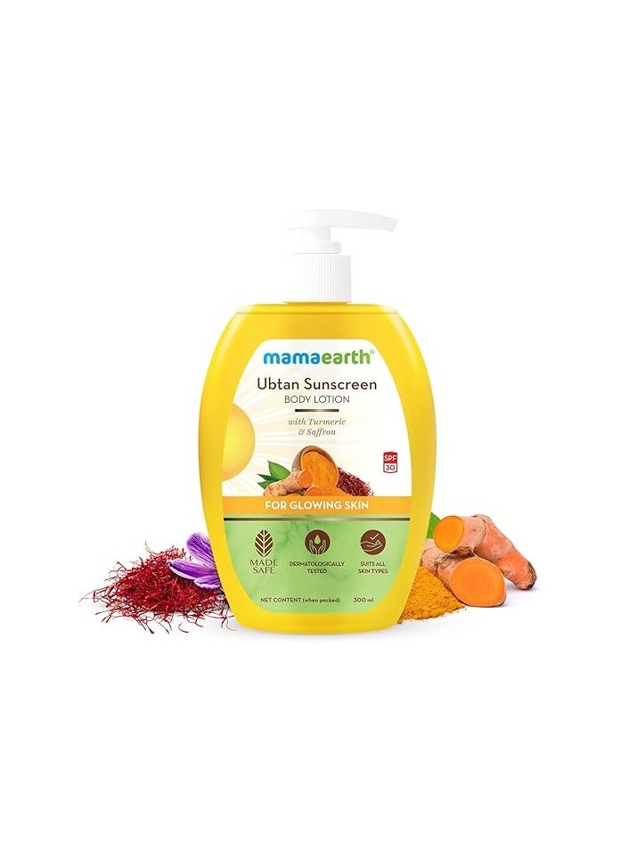 Mamaearth - Ubtan Sunscreen Body Lotion Spf 30 With Turmeric And Saffron For Glowing Skin 300 Ml Pack Of 2 - Image 1