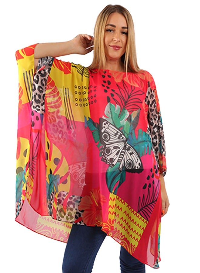 Zmurud "Chiffon Poncho - Printed " 
