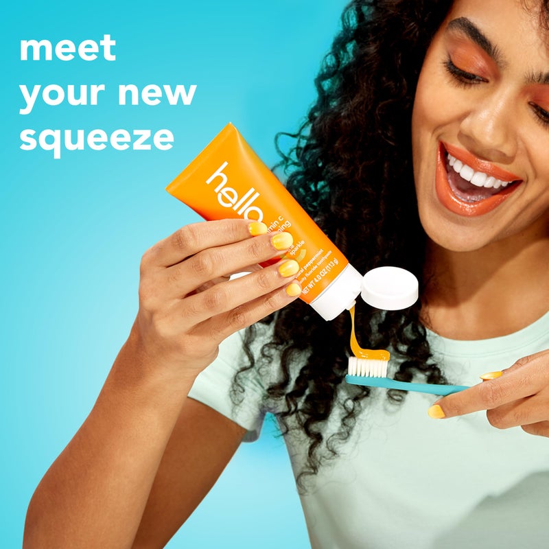 Hello Vitamin C Whitening Toothpaste with Fluoride, Whitening SLS Free Toothpaste Pack, Up to 2 Shades Whiter Teeth, No Peroxide, Safe for Everyday Use, Natural Peppermint, 2 Pack, 4.0 Oz Tubes - Image 5