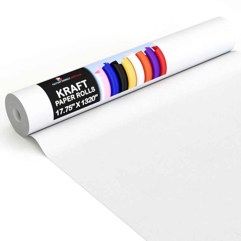 Crown Display White Kraft Paper Roll 1775 X 1320 110 Ft Colored Paper Roll Kraft Wrapping Paper Perfect as Shipping Paper Packing Paper Roll Craft Supplies Craft Paper Roll by Crown Display