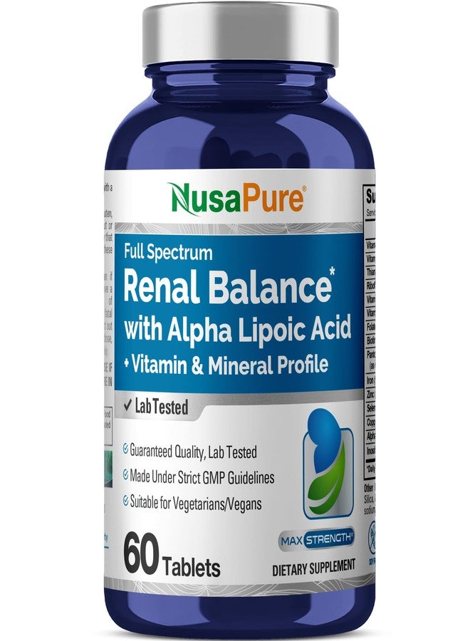 NusaPure Renal Balance, Alpha Lipoic Acid, Soy Free, 60 Tablets - 60 Servings - Image 1