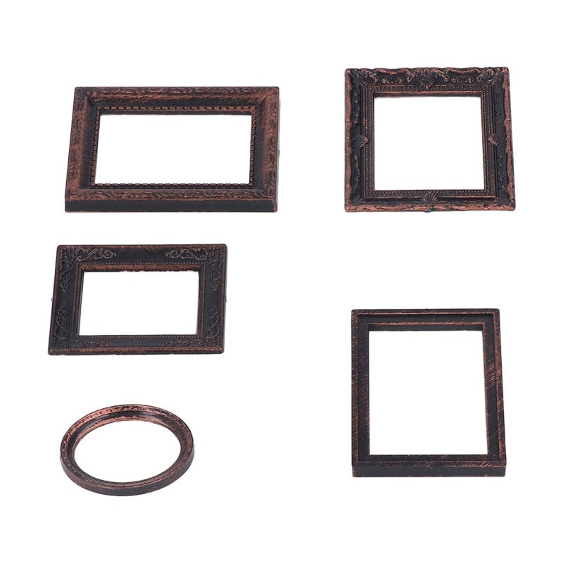 Miniature Picture Frame: 5-Piece 1/12 Scale Vintage Carved - Lifelike Dollhouse Accessories for 1/12 Scale Dollhouse Decor, Girls’ Dollhouse Decoration - Image 3
