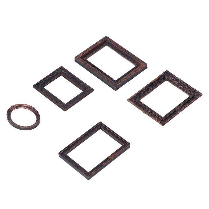 Miniature Picture Frame: 5-Piece 1/12 Scale Vintage Carved - Lifelike Dollhouse Accessories for 1/12 Scale Dollhouse Decor, Girls’ Dollhouse Decoration - Image 2