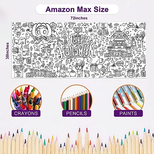 OHOME Halloween Giant Coloring Poster/Tablecloth-Halloween Crafts for Kids-30 x 72 Inches Jumbo Paper Coloring Banner Gifts for Kids Activities Games Toys Party Favors- Halloween Party Decorations - Image 2