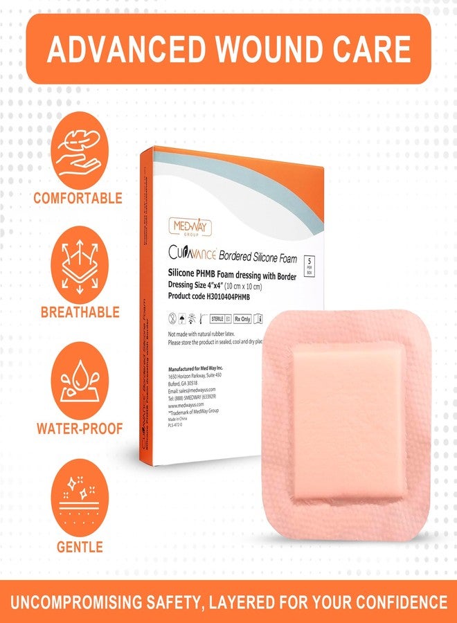 MedVance - Bordered Silicone PHMB Adhesive Foam Dressing Size 4"x4" (2.7"x2.7" pad), Box of 5 dressings - Image 5