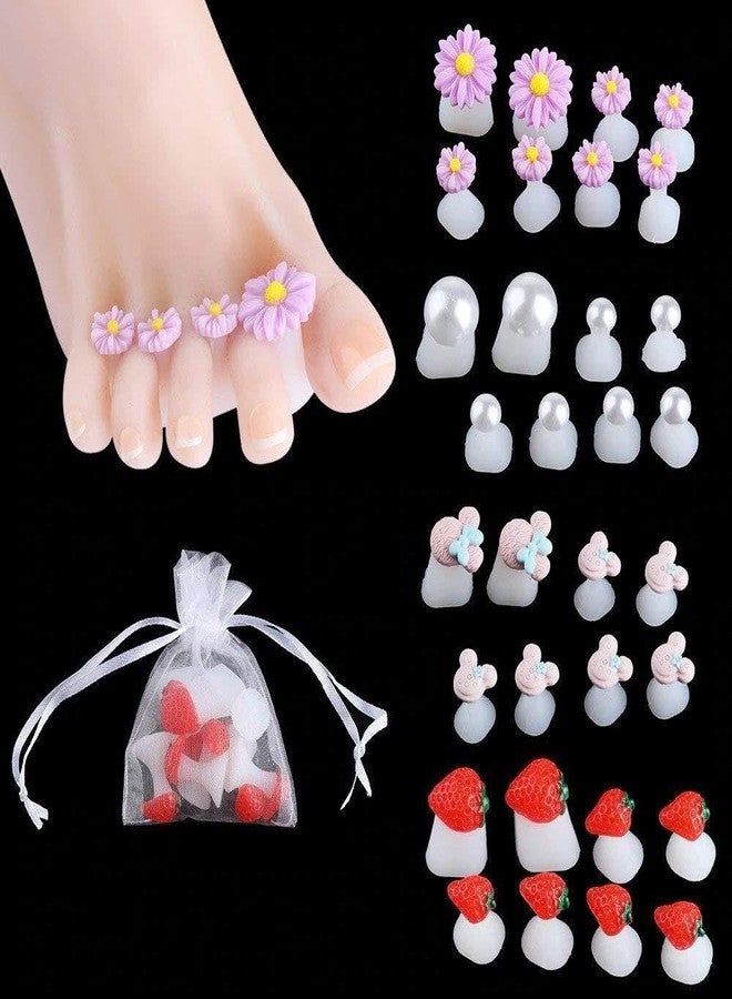 Digital Shoppy 8Pcs Silicone Toe Separators Foot Toe Spacers Daisy Flower Sunflower Water drop Pedicure Foot Toe Nail Art Tool, Purple - Image 3