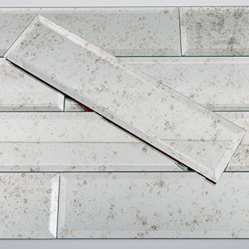 Lovdeco Peel and Stick Light Antique Mirror Tile Subway Mirror Backsplash for Kitchen Bathroom Wall (20 Pcs, 5 SQ.FT.), 3x12 Inch - Image 1