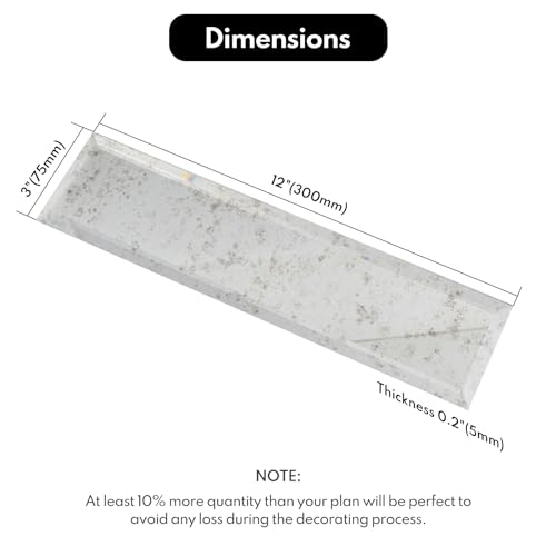 Lovdeco Peel and Stick Light Antique Mirror Tile Subway Mirror Backsplash for Kitchen Bathroom Wall (20 Pcs, 5 SQ.FT.), 3x12 Inch - Image 2