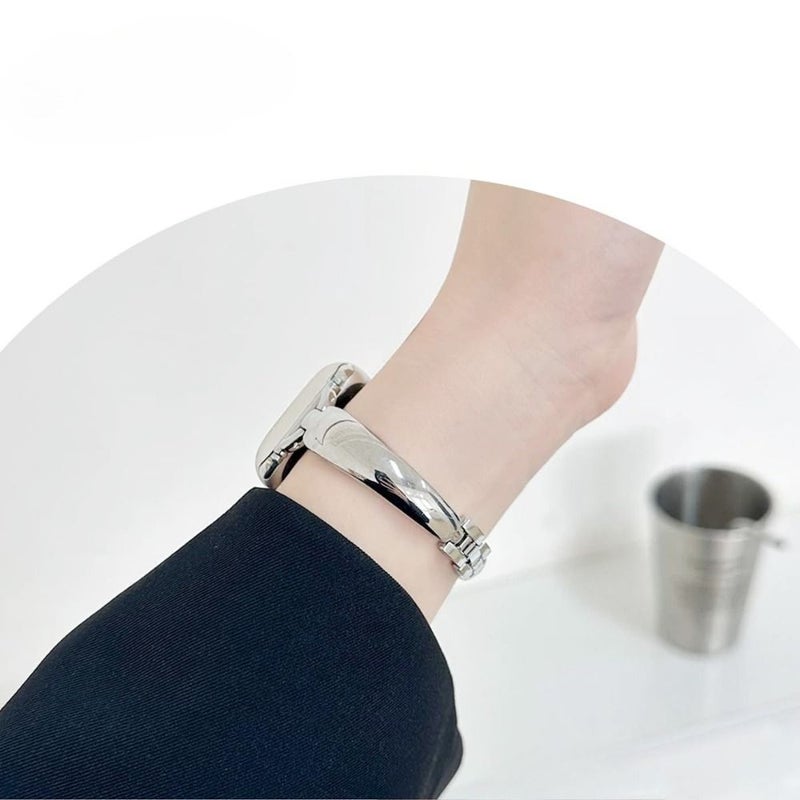 سلسلة ذهبية وردية معدنية مناسبة لساعة Apple Watch بمقاسات 38 إلى 49 مم، مناسبة للنساء ذوات المقاس العالمي - Image 5