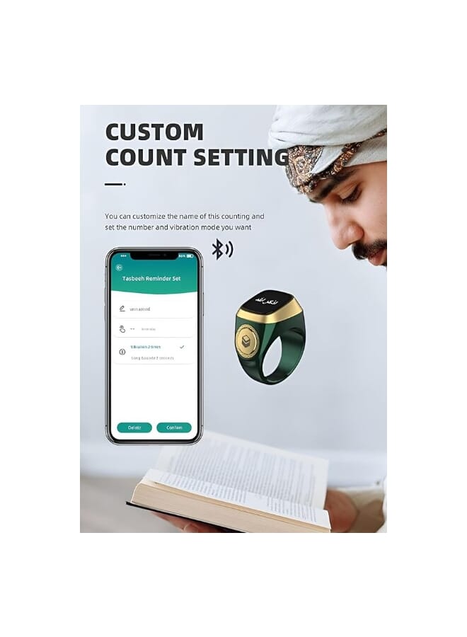 BSTWSH Smart Tasbih Zikr Ring, Muslim Prayer, Prayer timing reminder, OLED display, Tasbih Counter, Smart Ring, Wearable Technology, Waterproof Ring Size 22  - Image 5