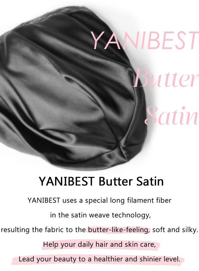 YANIBEST غطاء رأس من الساتان الحريري - أخضر زيتوني قابل للتعديل يبقى في مكانه قبعة مريحة للنوم في الليل - Image 4