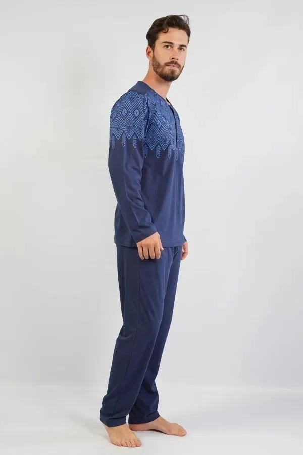 اسبوار Cotton, Large Size Jacquard Men's Pajama Set, Pocket Detail