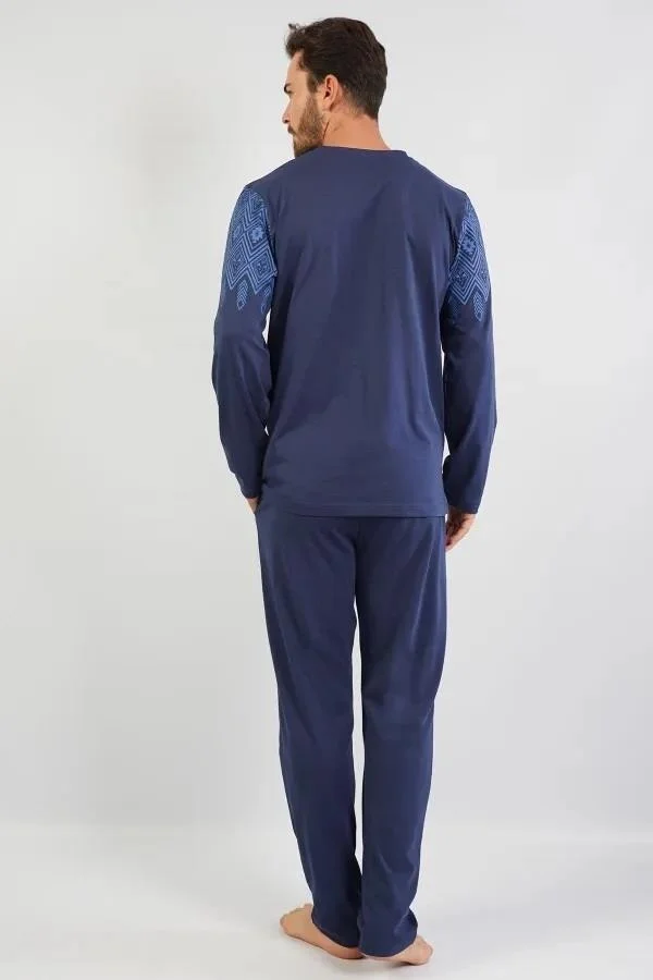 اسبوار Cotton, Large Size Jacquard Men's Pajama Set, Pocket Detail
