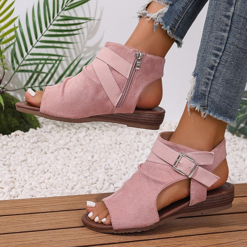 Women's Side Zipper Wedge Sandals - Image 3