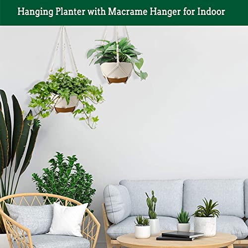 Koalaime Hanging Planters for Indoor Plants, 2 Pack 10 Inch Self Watering Pots with Macrame Plant Hanger, Hanging Baskets Holder for Outdoor Garden Home Ceiling Window Decor - Image 5