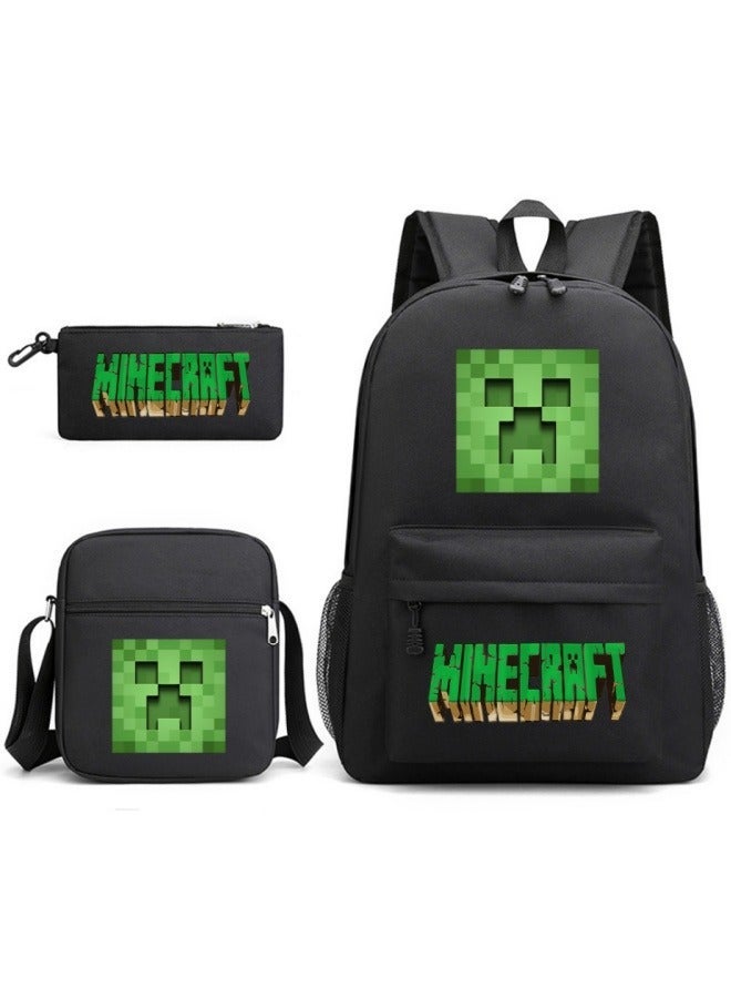 ماين كرافت مجموعة حقائب ظهر مكونة من 3 قطع، تتضمن حقيبة مدرسية Minecraft بسعة كبيرة، وحقيبة غداء، وحافظة أقلام، مصممة للأولاد والبنات والطلاب.