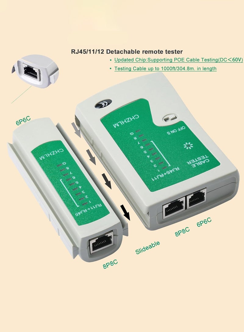 RJ45 Ethernet Cable Crimping Tool Kit, Compatible with Cat7/Cat6/Cat5 and 6P Phone Connectors, Includes Cable Tester, Connectors, Wire Stripper - Image 5