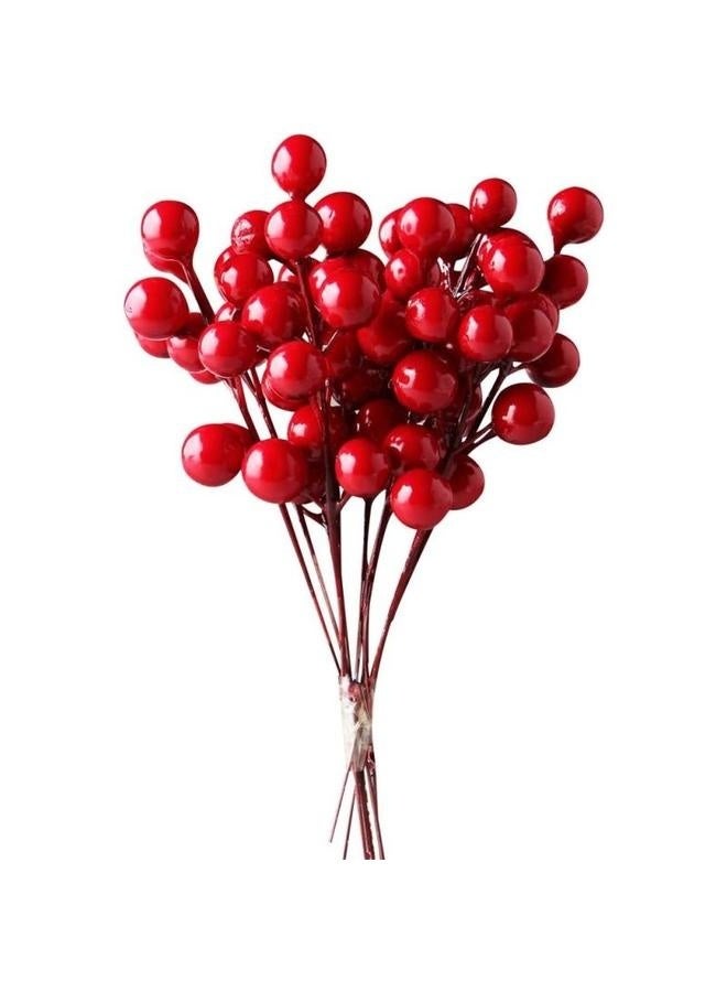 10 Pack  Red Berries, Artificial Xmas Berry Picks for  Tree Decoru0026Ornament Crafts Wedding, Holiday Home Decor - Image 1
