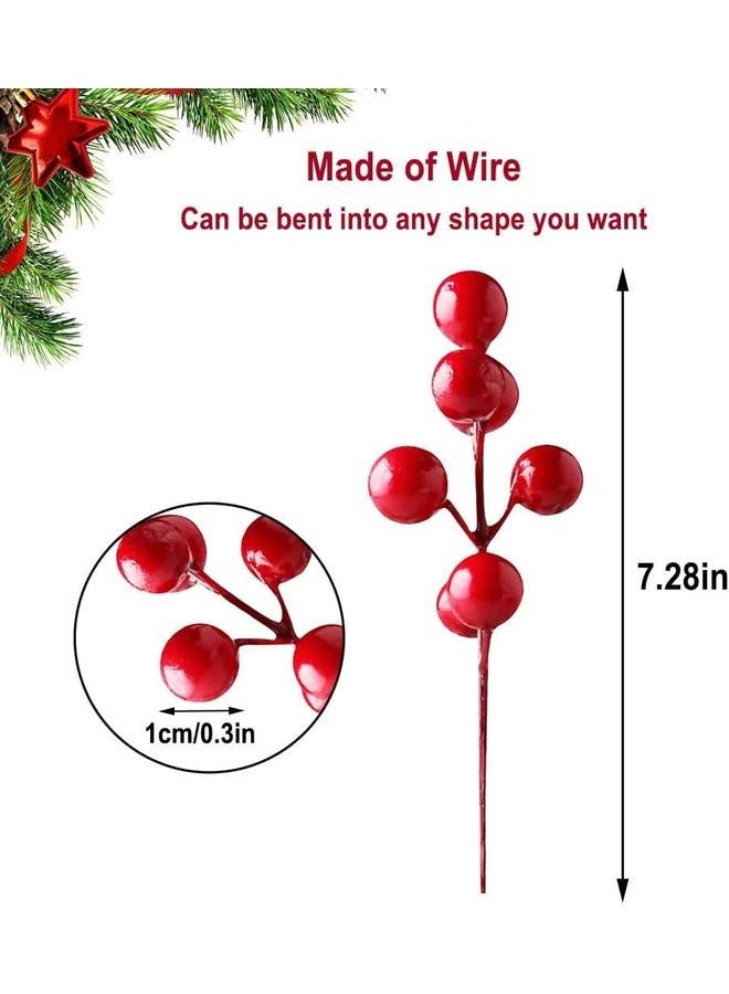 10 Pack  Red Berries, Artificial Xmas Berry Picks for  Tree Decoru0026Ornament Crafts Wedding, Holiday Home Decor - Image 5