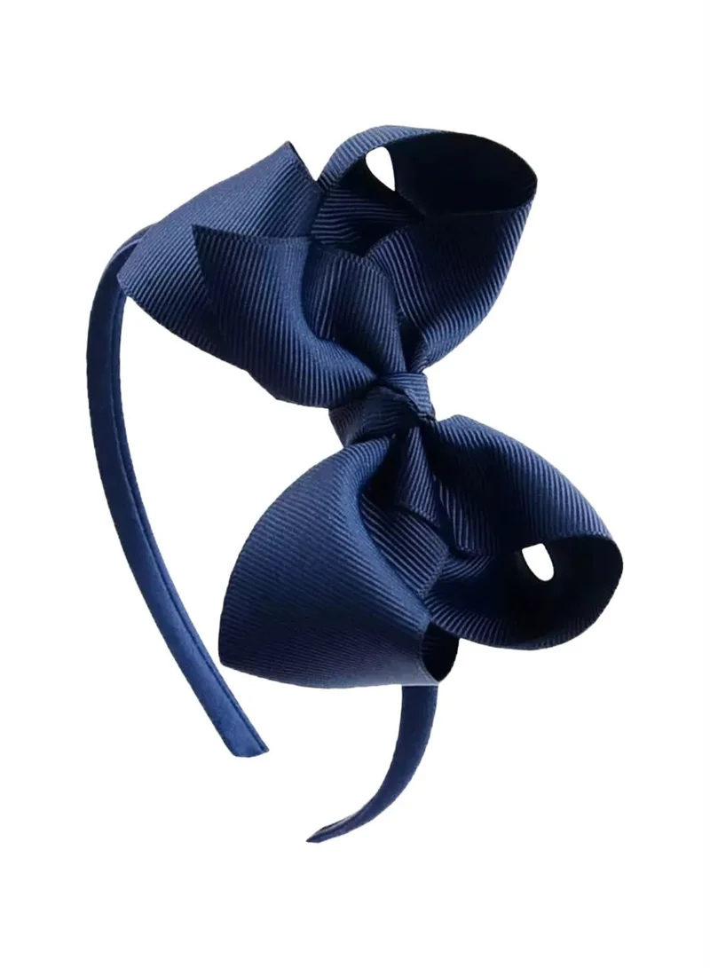 Lion Llama Navy&white Kids Girls Cute Bowknot Headband, Handmade Cloth Twisted Bow Hairband for Children, Soft Sweet Style Hair Accessory -Navy &White (2-piece set) for Women | Best Price UAE