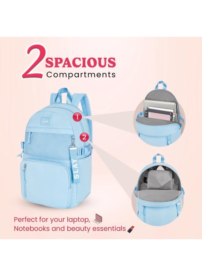 Genie Berry Laptop Backpack for Girls (16L) | Modern Office, College & Travel Laptop Backpack | Multi-Compartment, Padded Laptop Sleeve, Lightweight, Ergonomic Straps | Sky Blue - Image 3