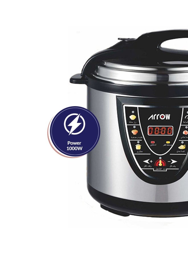 6L MINI Electric Pressure Cooker, 1000W | Stainless Steel body | High Quality Golden Pot | Silver Color | Work as a steamer for Mandi and Manto  | Practical variety of functions| Model Name: RO-06SEC