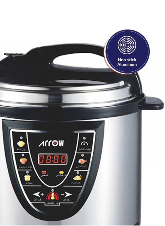 6L MINI Electric Pressure Cooker, 1000W | Stainless Steel body | High Quality Golden Pot | Silver Color | Work as a steamer for Mandi and Manto  | Practical variety of functions| Model Name: RO-06SEC