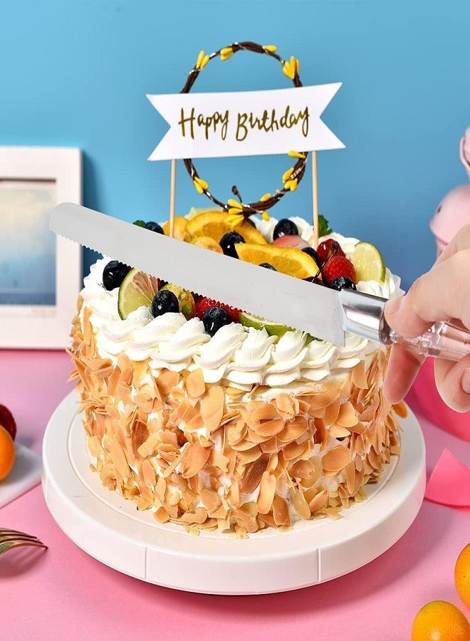 Cake Cutter Set with Pizza Cutter Wheel, for Wedding, Birthday, Anniversary and Party Cakes  - Image 2