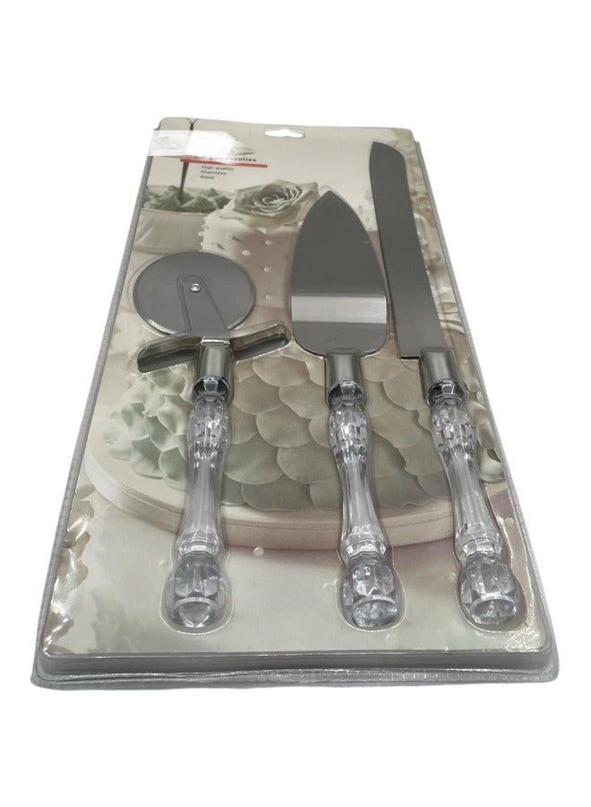 Cake Cutter Set with Pizza Cutter Wheel, for Wedding, Birthday, Anniversary and Party Cakes  - Image 4