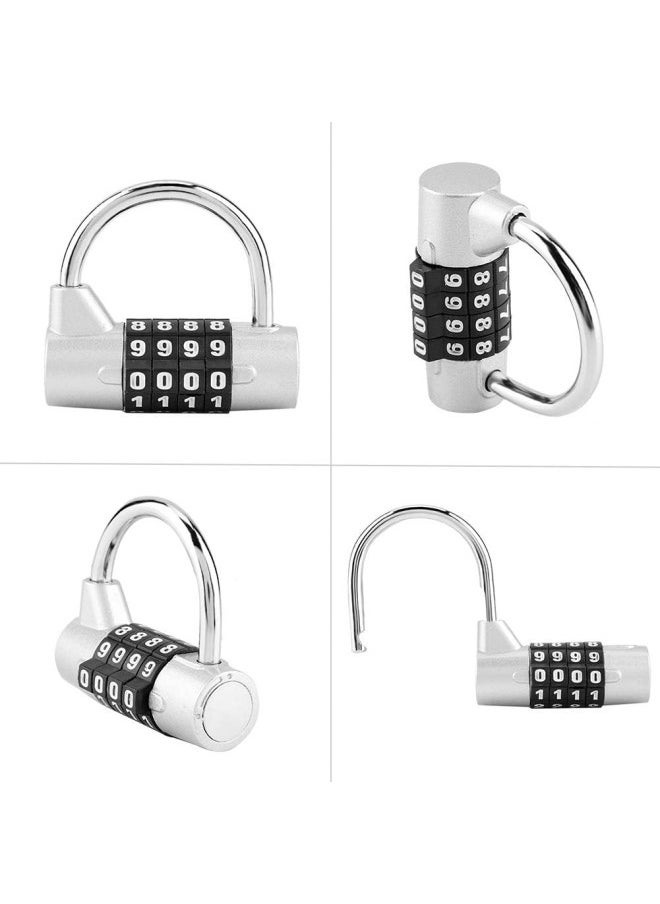 klarako - 4 Digit Padlock, zinc Alloy Code Combination Padlock, Prevent Rust Gym Locker, Security Password Lock for Gym, School, Employee Locker Travel Suitcase(Silver) - Image 1