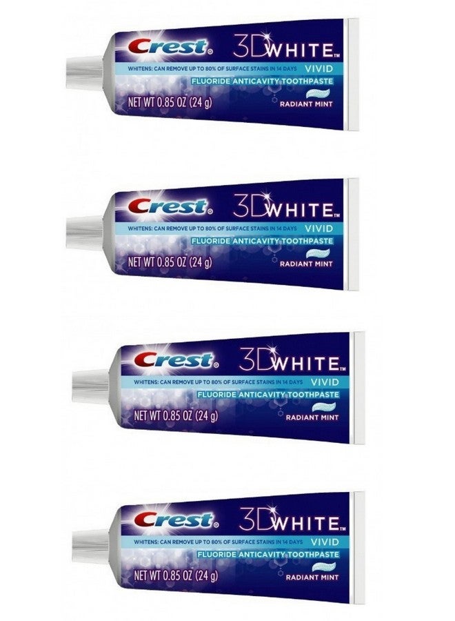 Crest 3D White Vivid Fluoride Anticavity Toothpaste Radiant Mint 0.85 Oz Travel Size (Pack Of 4) - Image 1