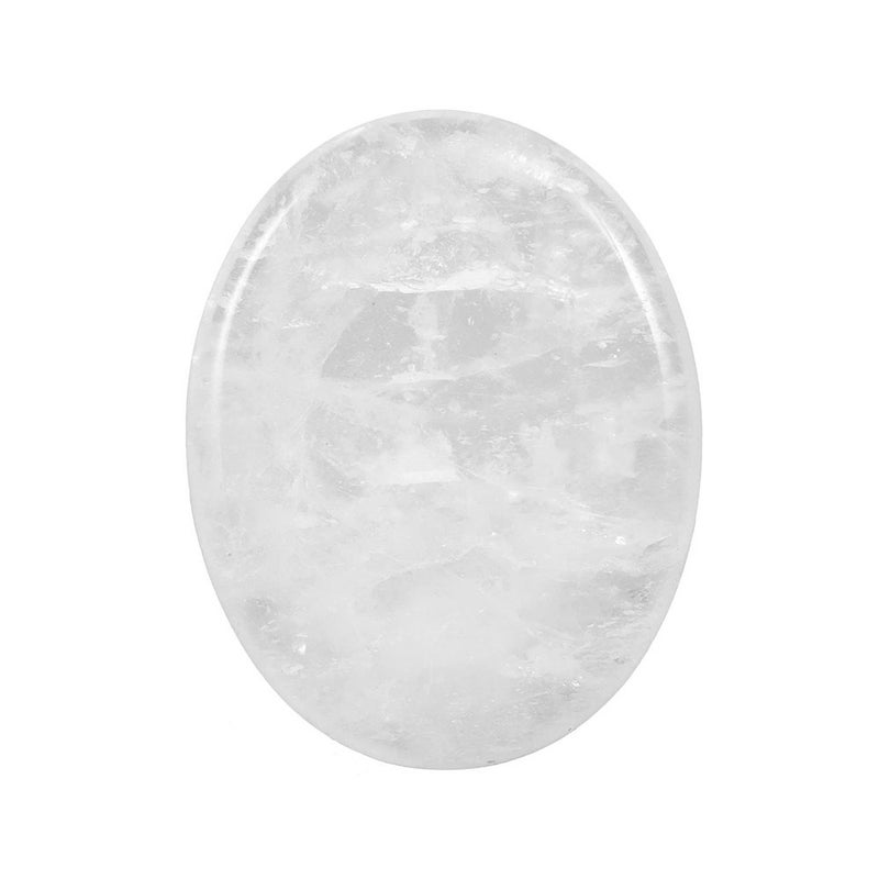 Natural Crystal Oval Worry Stone - White Yellow Crystal Gemstone, Carvable Jade for Gifts