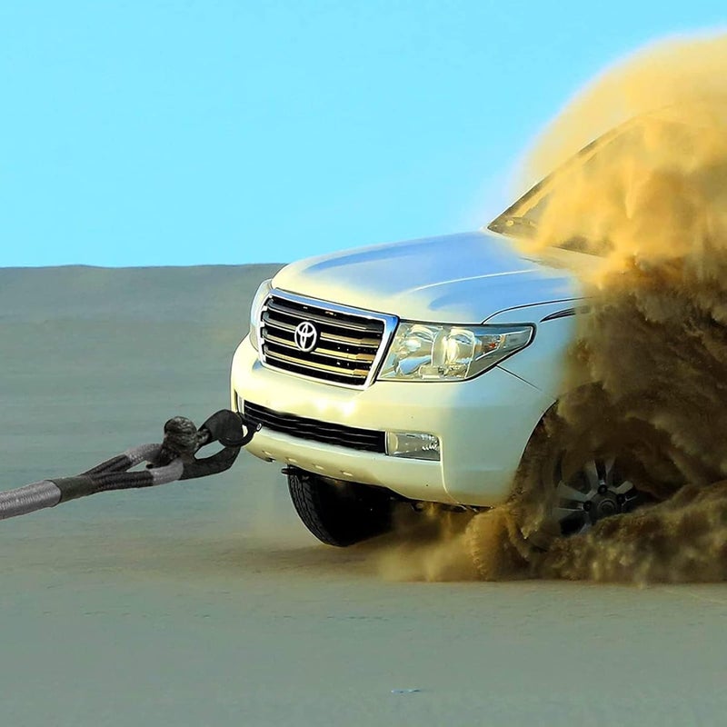 TDOO 1"*30' Gray Car Tow Rope (33000 lbs) with 2 Shackle Ropes|15 Tons 9 Meters Kinetic recovery Rope|4x4 Drive Pickup Truck, SUV, ATV Off Road Heavy Duty Recovery Kit - Image 5
