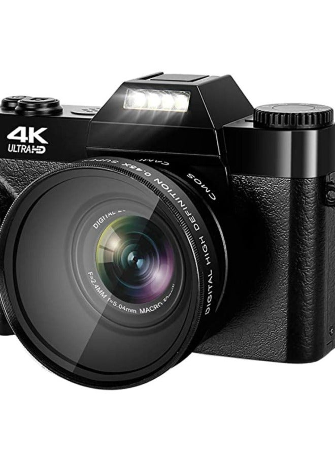 E-commerce Products 4K Digital Camera Ultra High Definition 48MP 3.0 Flip Screen With Wide Angle 4K Micro Single LED-Body Color:Standard Black +32 Card + Wide-angle Lens + Battery - Image 2