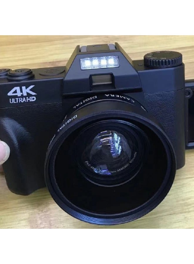 E-commerce Products 4K Digital Camera Ultra High Definition 48MP 3.0 Flip Screen With Wide Angle 4K Micro Single LED-Body Color:Standard Black +32 Card + Wide-angle Lens + Battery - Image 3