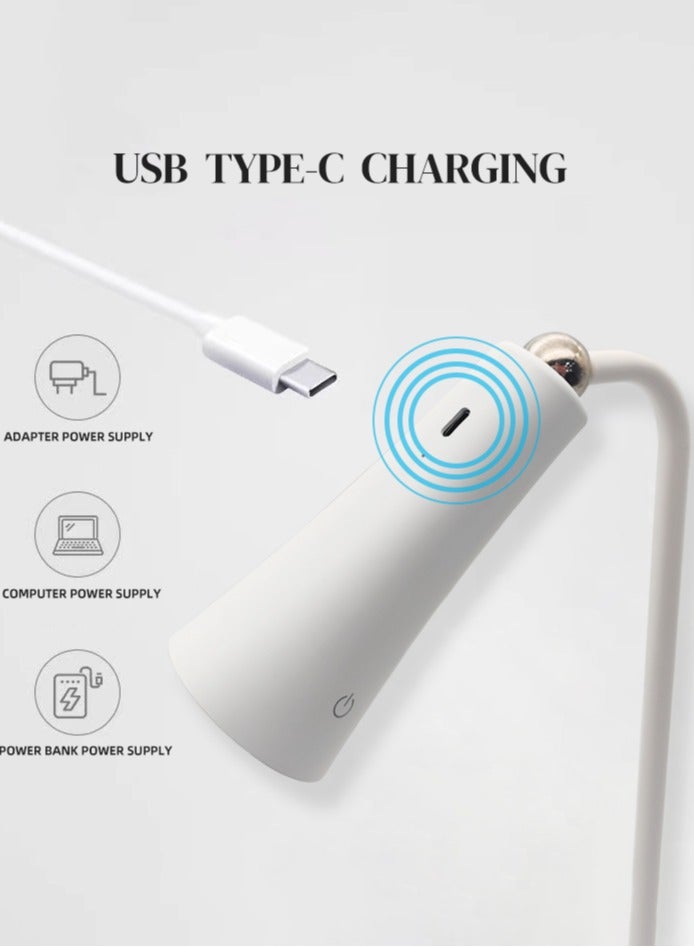 3 Modes Rechargeable LED Table Lamp with Magnet Swivel Joint, Touch Control, Adjustable Brightness, Color, 360° Angle, Can Become Desk Lamp, Clip Lamp, Wall Lamp, Flashlight, Portable Charger (White) - Image 5