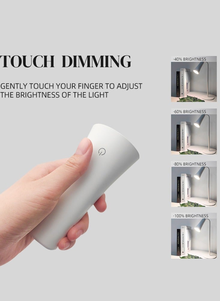 3 Modes Rechargeable LED Table Lamp with Magnet Swivel Joint, Touch Control, Adjustable Brightness, Color, 360° Angle, Can Become Desk Lamp, Clip Lamp, Wall Lamp, Flashlight, Portable Charger (White) - Image 3