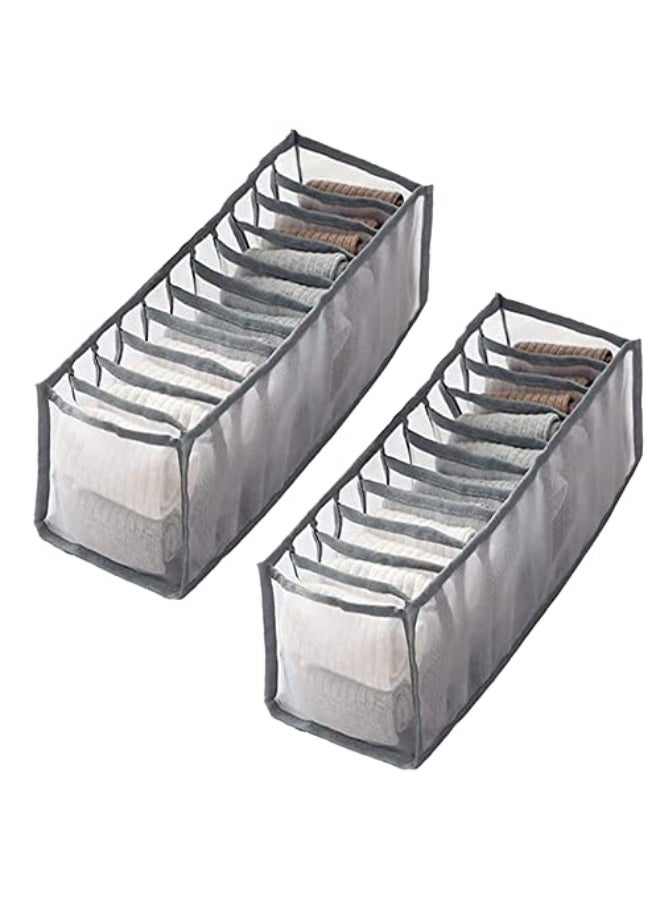 Generic Underwear Organizer, Foldable Drawer Organizer for Underwear Socks,Holds 28 pairs of underwear or 28 pairs of socks, 11+11 Cell (Grey)  - Image 1