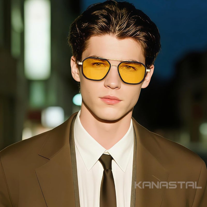 KANASTAL Metal Frame Sunglasses for Men, Polarized Sun Glasses Military Goggles Trendy Large Shades for Mens Big Sunglass Driving Fishing Outdoors UV400 Protection - Image 2