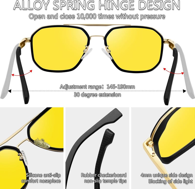 KANASTAL Metal Frame Sunglasses for Men, Polarized Sun Glasses Military Goggles Trendy Large Shades for Mens Big Sunglass Driving Fishing Outdoors UV400 Protection - Image 4