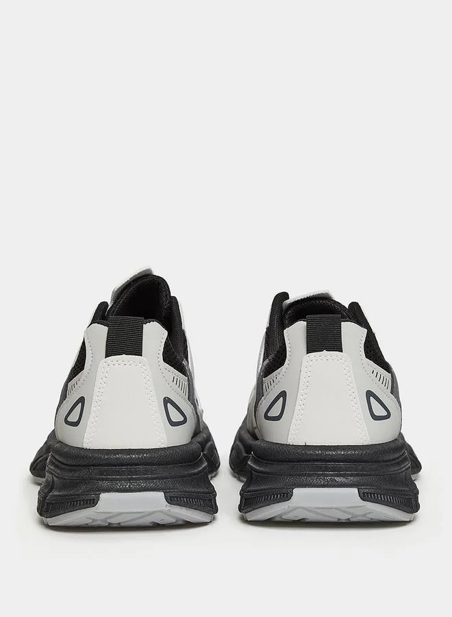 Styli Stitch Detail Contrast Panel Lace Up Chunky Sneakers