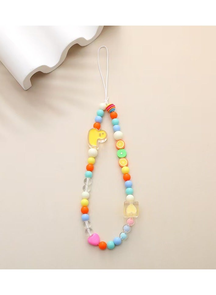 Sparkle Accessories Vibrant Multicolor Beaded Phone Strap - Cute Fruit and Animal Charms, Acrylic Beads Accessory for Phones, Cameras, and Water Bottles, Perfect for Daily Use, Travel, and Gifts 